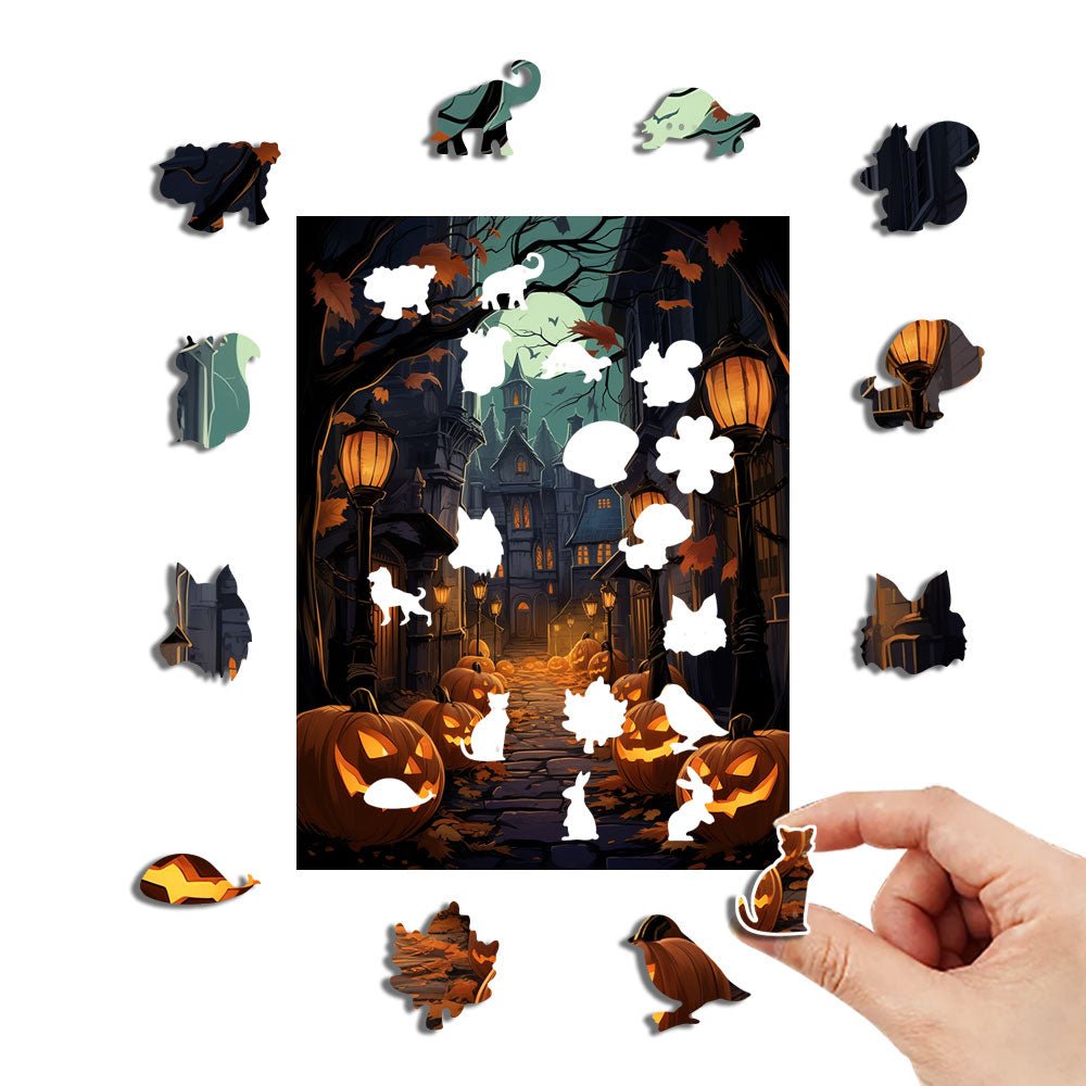 Halloween jack-o '-lantern street - Unipuzzles