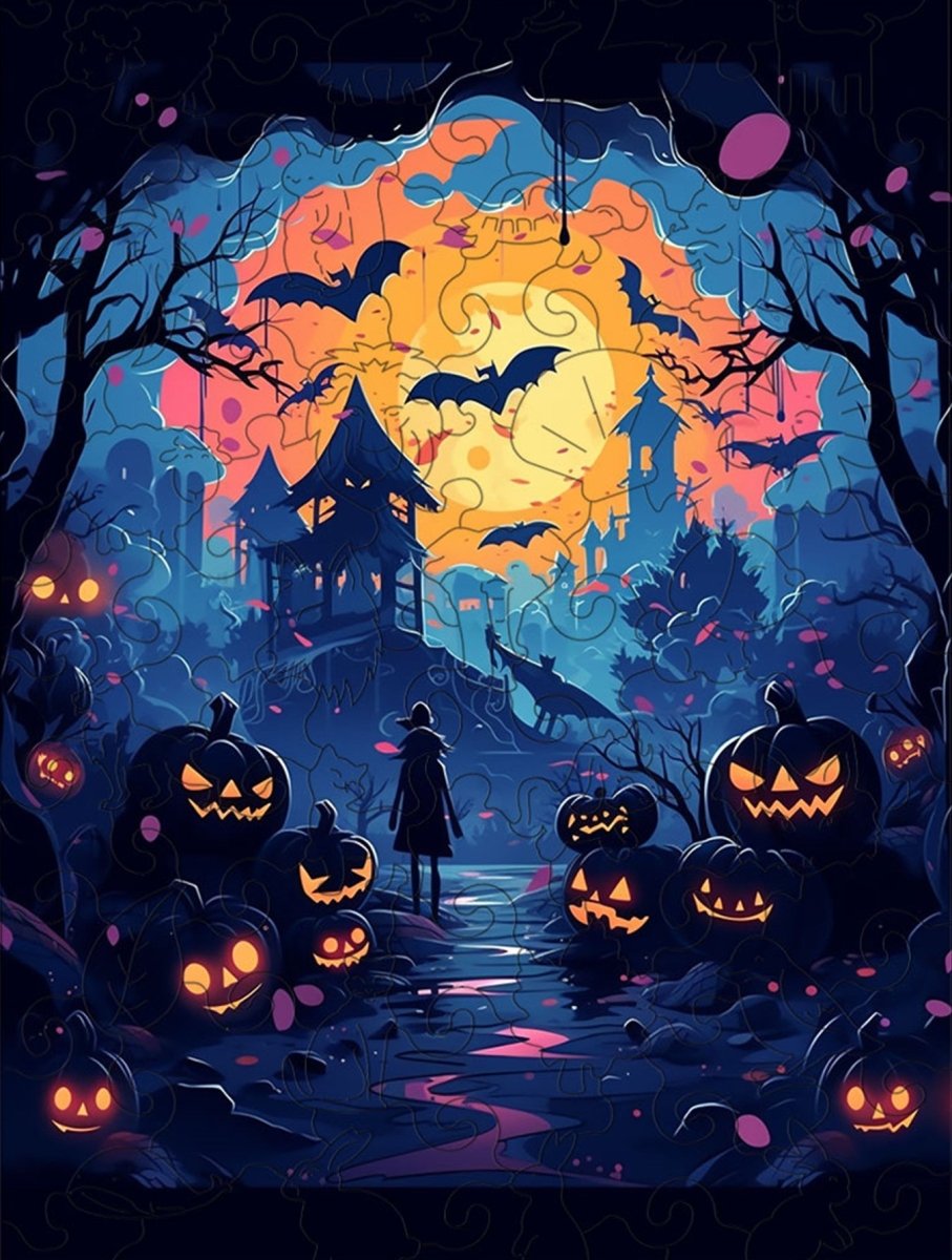 Halloween pumpkin monsters and bat monsters and ghosts - Unipuzzles