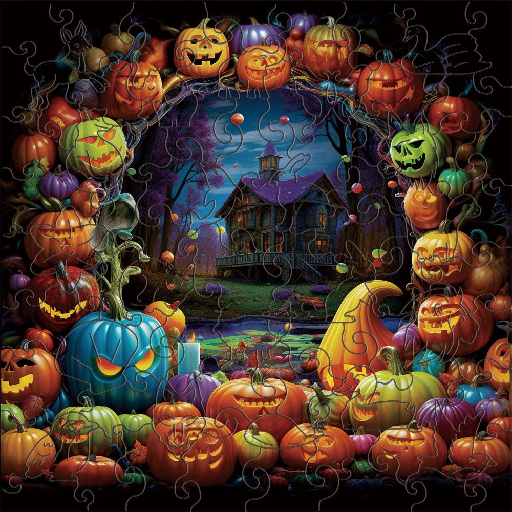 Halloween pumpkin monsters of all colors - Unipuzzles