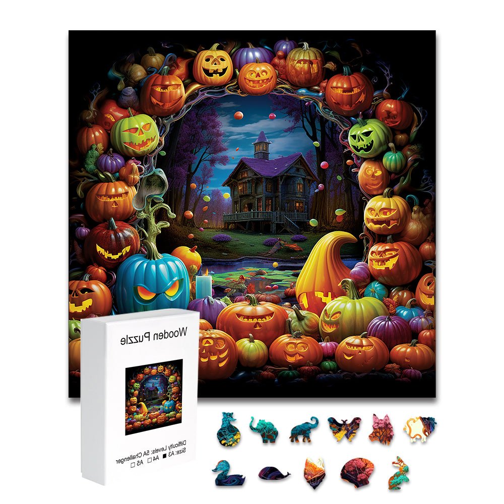 Halloween pumpkin monsters of all colors - Unipuzzles