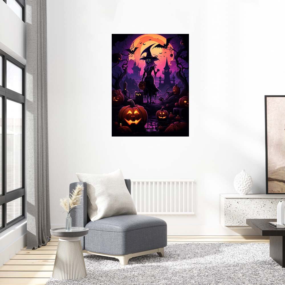 Halloween purple devil and jack-o '-lantern - Unipuzzles
