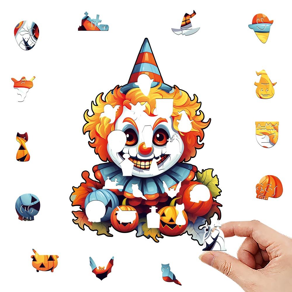 Halloween smiling clown wooden puzzle - Unipuzzles