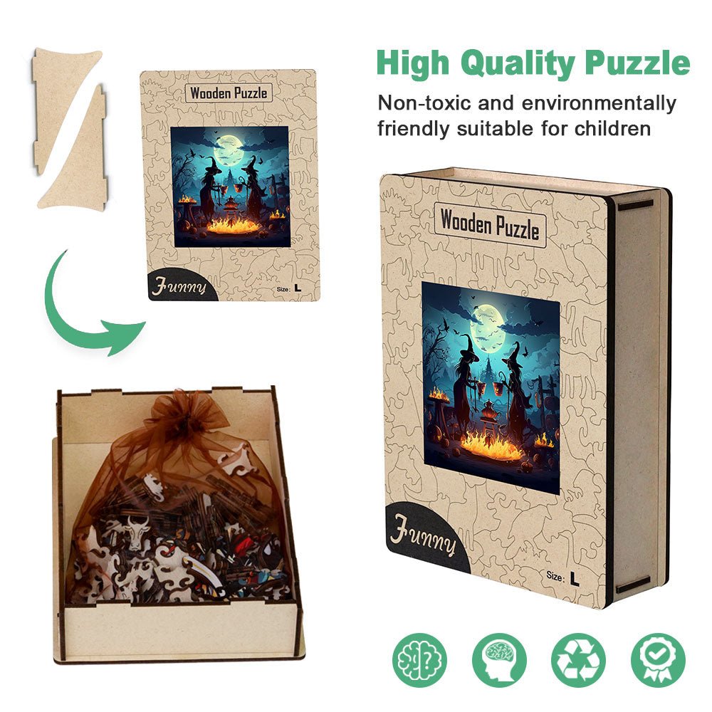 Halloween witch Wooden Jigsaw Puzzle - Unipuzzles