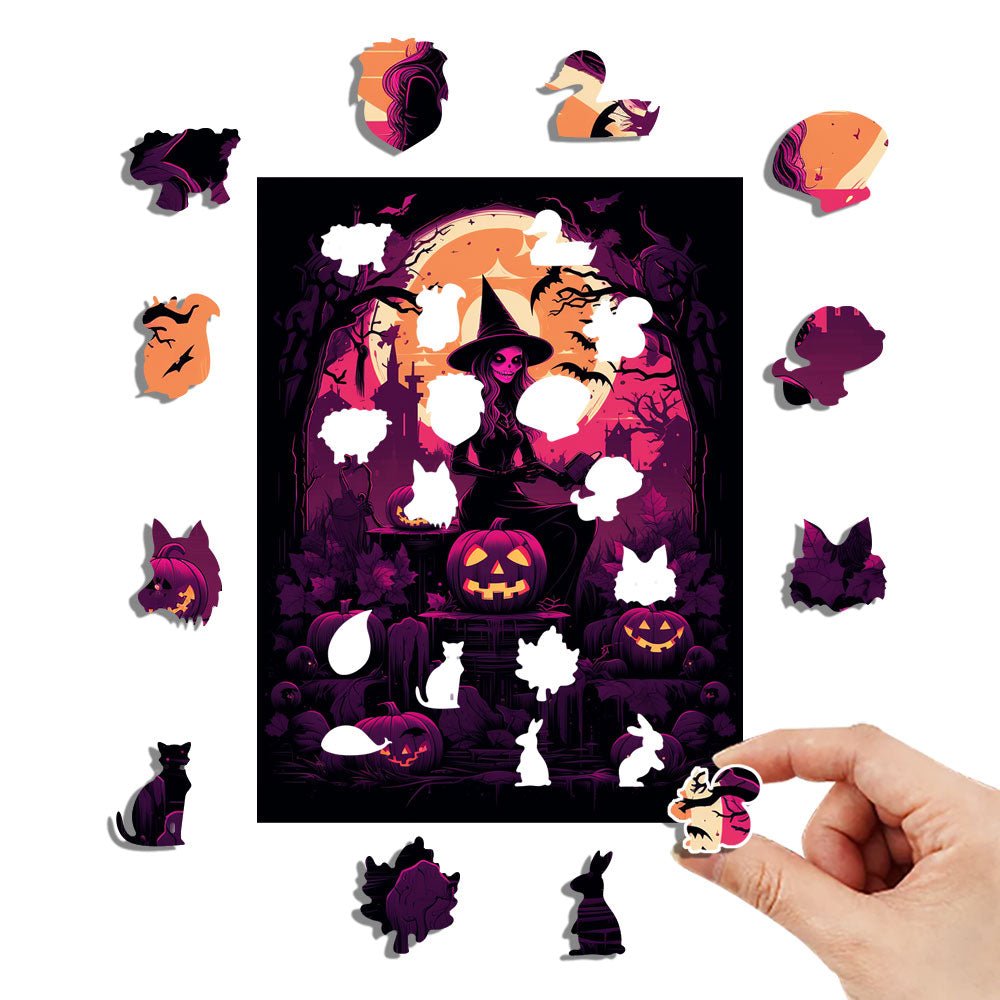 Halloween witches and jack-o-lanterns - Unipuzzles