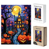 Houses under the stars and jack-o '-lanterns by the side of the road - Unipuzzles