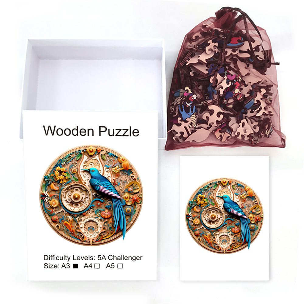 Kingfisher and Flower Wooden Original Puzzle - Unipuzzles
