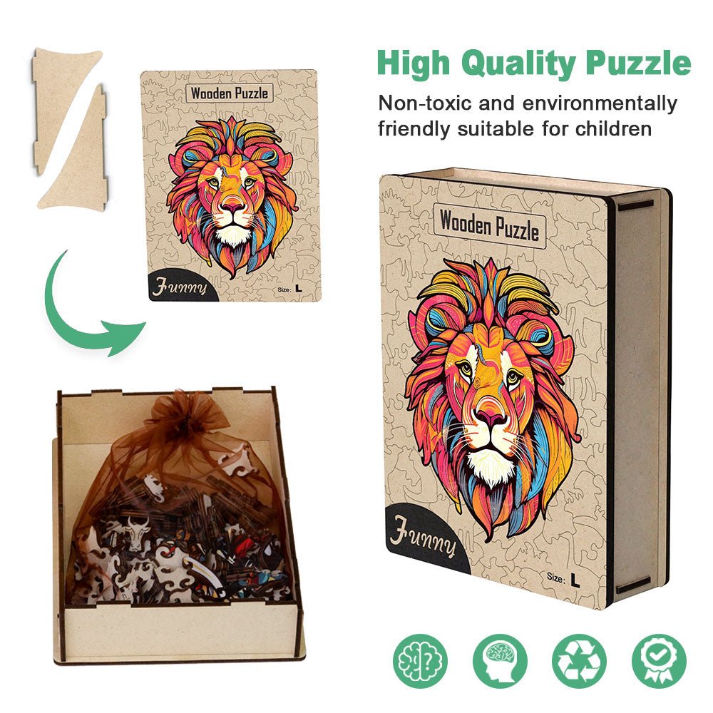 Lion Wooden Jigsaw Puzzle - Unipuzzles
