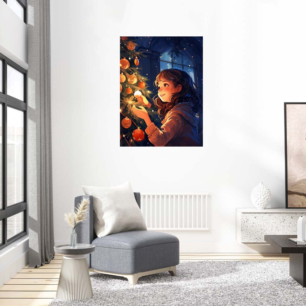 Little Girl Under the Christmas Tree Wooden Original Puzzle - Unipuzzles