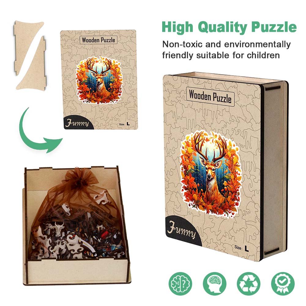 Majestic Autumn Deer Wooden Jigsaw Puzzle - Unipuzzles