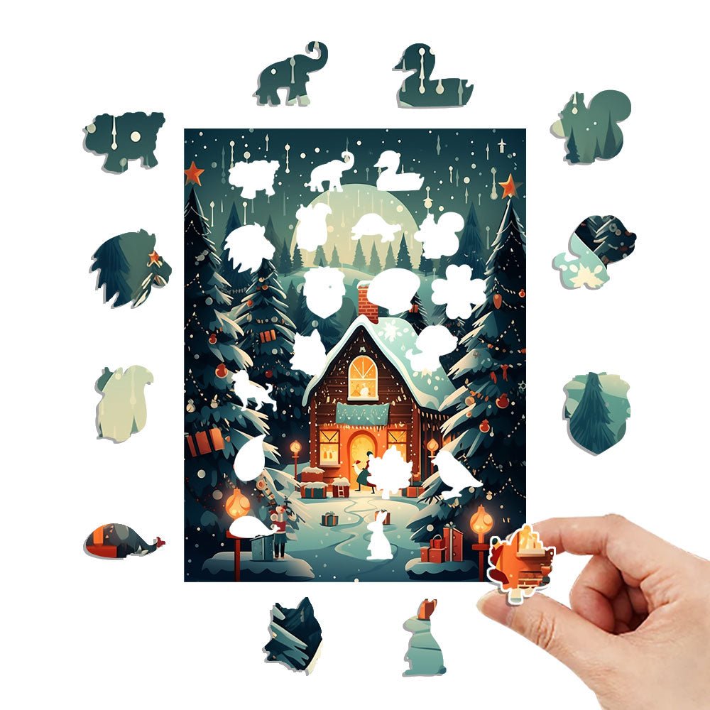 Meteor Shower Night Christmas Wooden Original Jigsaw Puzzle - Unipuzzles
