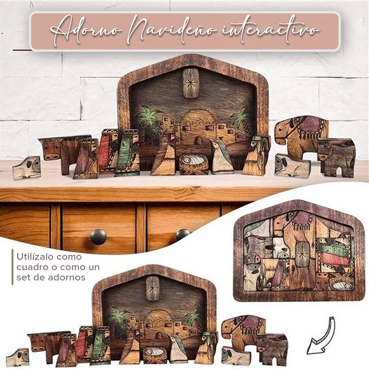 🧩💓Nativity Puzzle With Wood Burned Design Wooden Jesus Puzzles Set Jigsaw Game - Unipuzzles