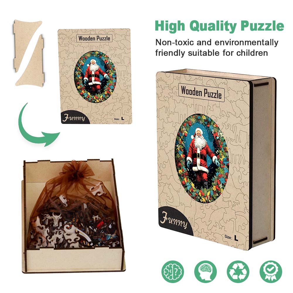 Oil Painting Style Father Christmas Wooden Puzzle - Unipuzzles