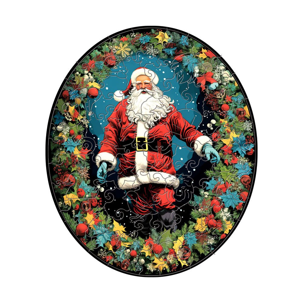 Oil Painting Style Father Christmas Wooden Puzzle - Unipuzzles