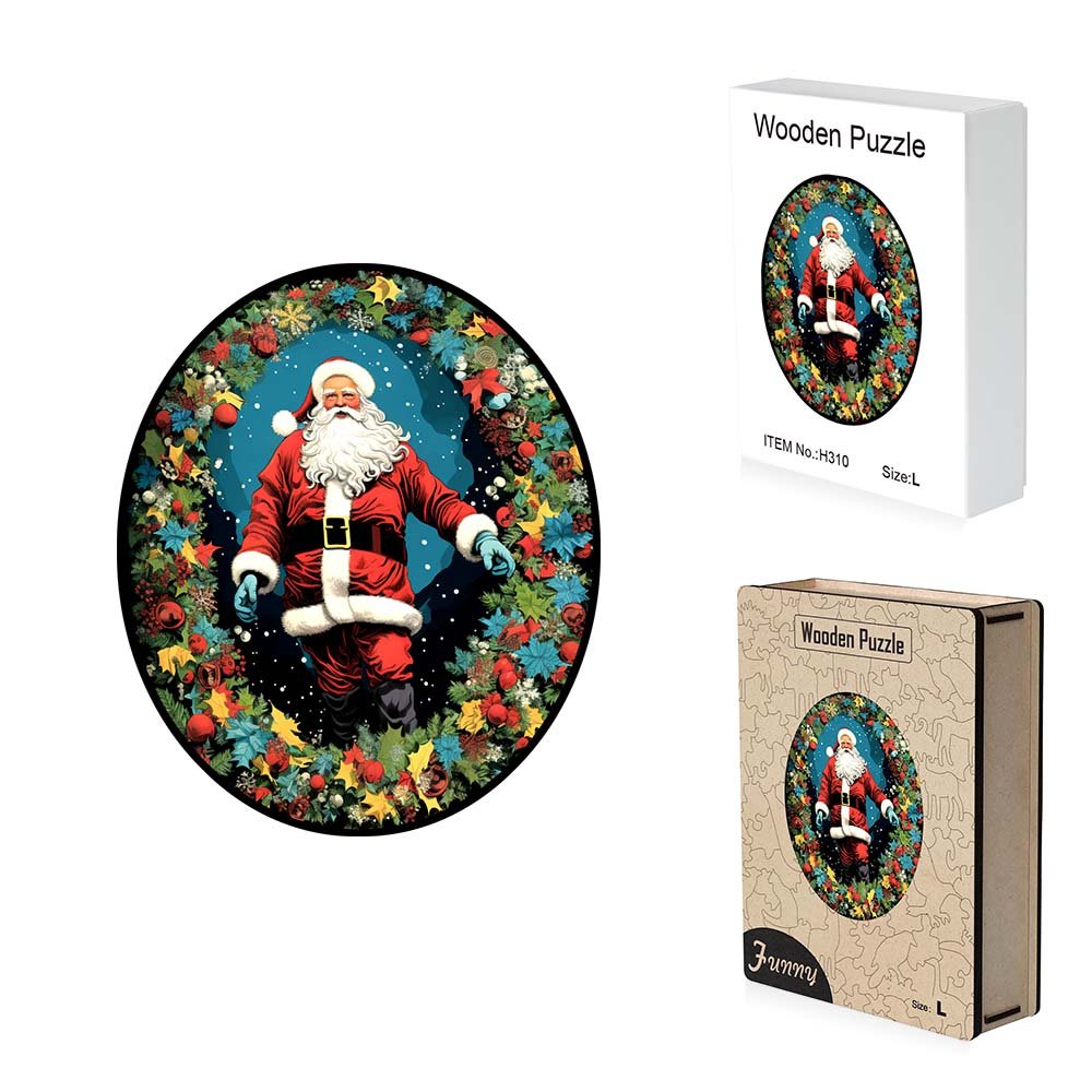 Oil Painting Style Father Christmas Wooden Puzzle - Unipuzzles