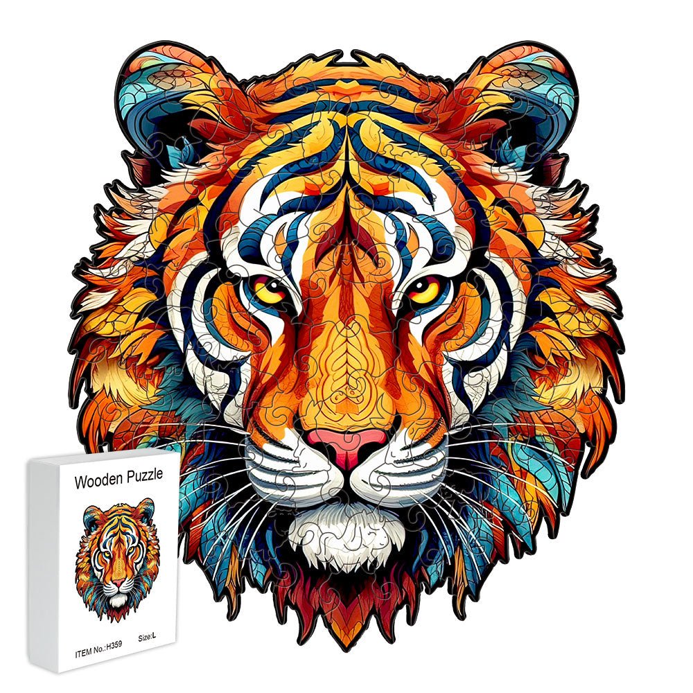 Orange Forest King Tiger original wooden puzzle - Unipuzzles