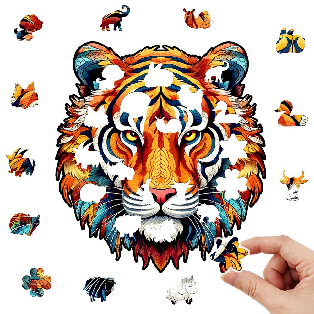 Orange Forest King Tiger original wooden puzzle - Unipuzzles