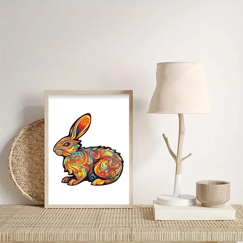 Orange Rabbit Wooden Puzzle Original Animal Figure - Unipuzzles