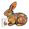 Orange Rabbit Wooden Puzzle Original Animal Figure - Unipuzzles