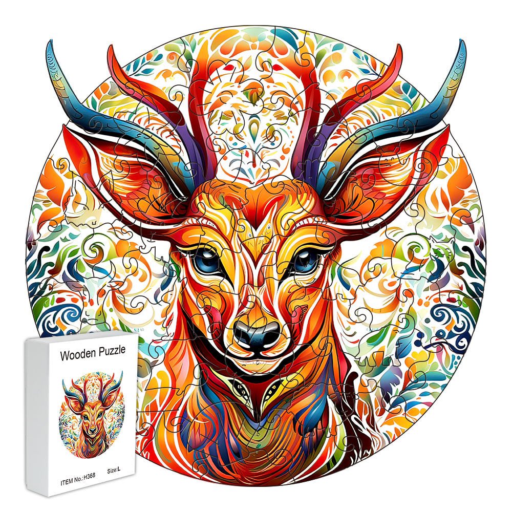 Orange smile forest deer wooden puzzle - Unipuzzles