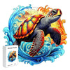 Load image into Gallery viewer, Original wooden puzzle of turtles riding the waves - Unipuzzles