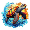 Charger l&#39;image dans la visionneuse de la galerie, Original wooden puzzle of turtles riding the waves - Unipuzzles