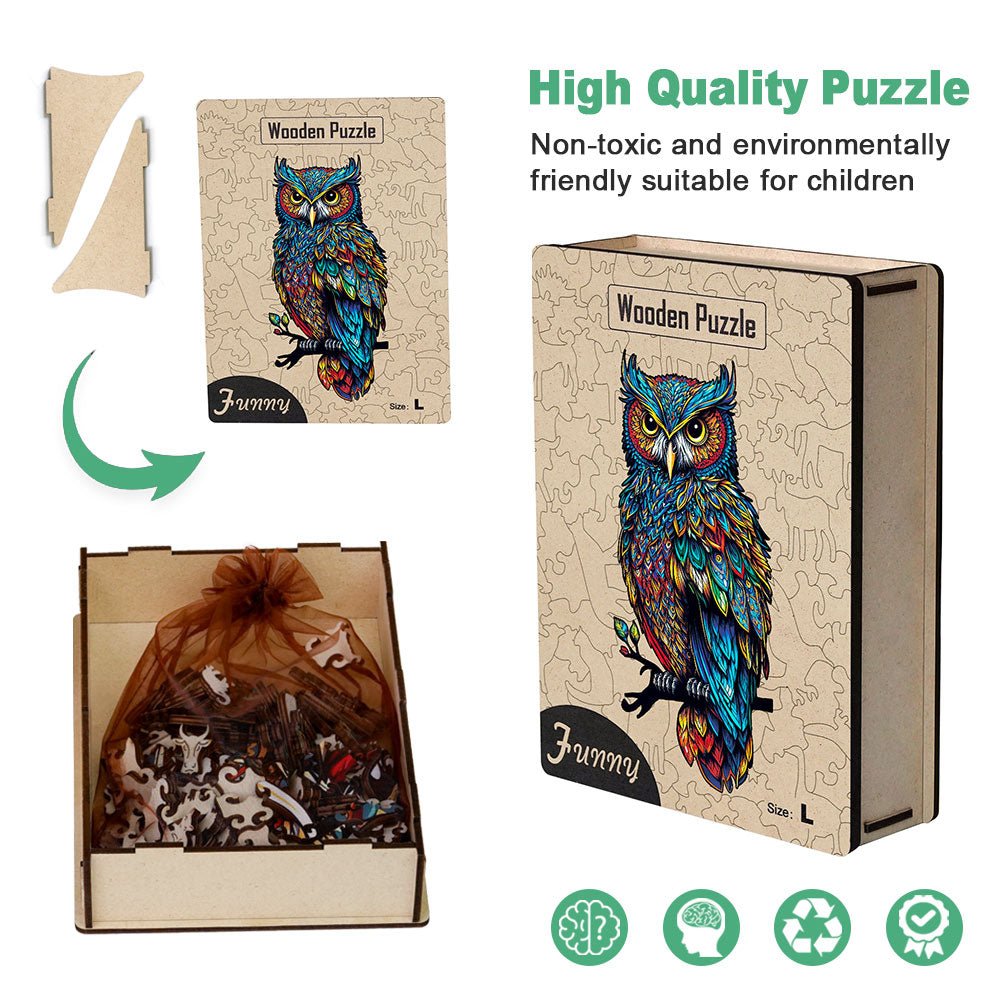 Owl Wooden Jigsaw Puzzle - Unipuzzles