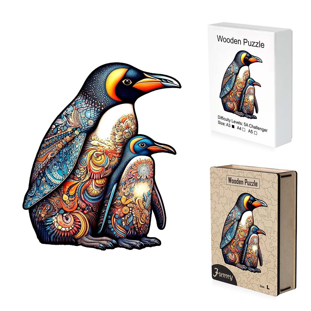 Penguin Family Wooden Jigsaw Puzzle - Unipuzzles