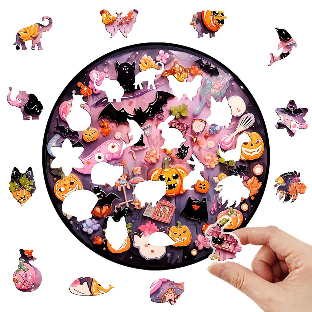 Pink Halloween material wooden puzzle - Unipuzzles