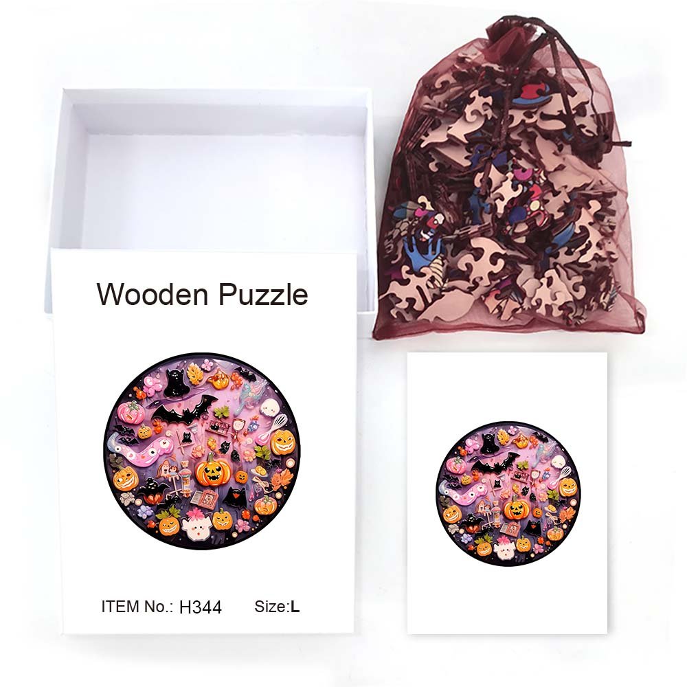 Pink Halloween material wooden puzzle - Unipuzzles