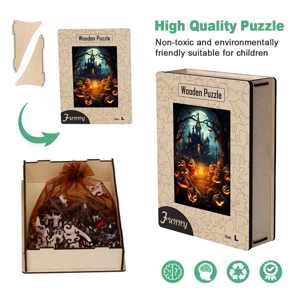 Pumpkin monsters in front of the Halloween castle - Unipuzzles