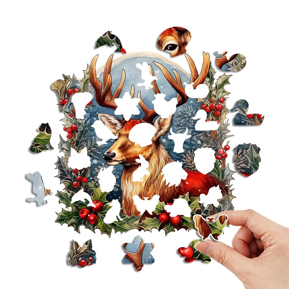 Red Elk Wooden Original Jigsaw Puzzle - Unipuzzles