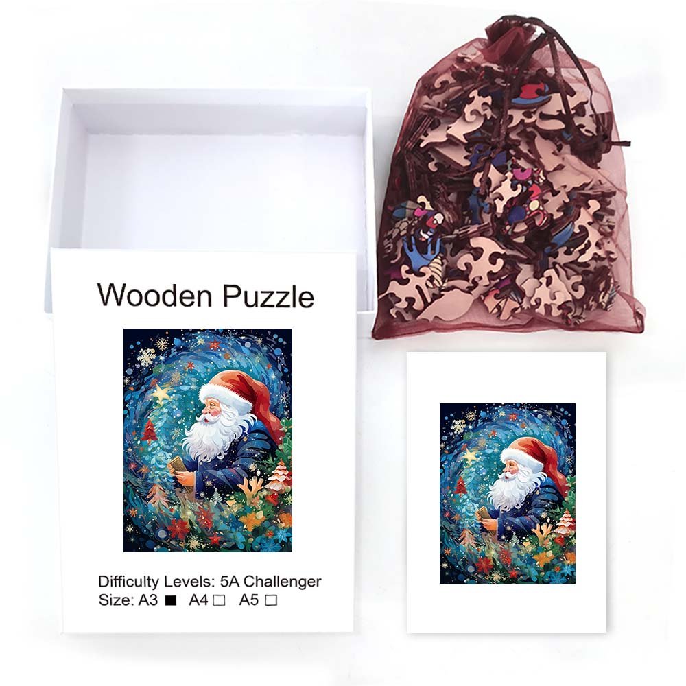Red Hat Father Christmas Wooden Puzzle - Unipuzzles