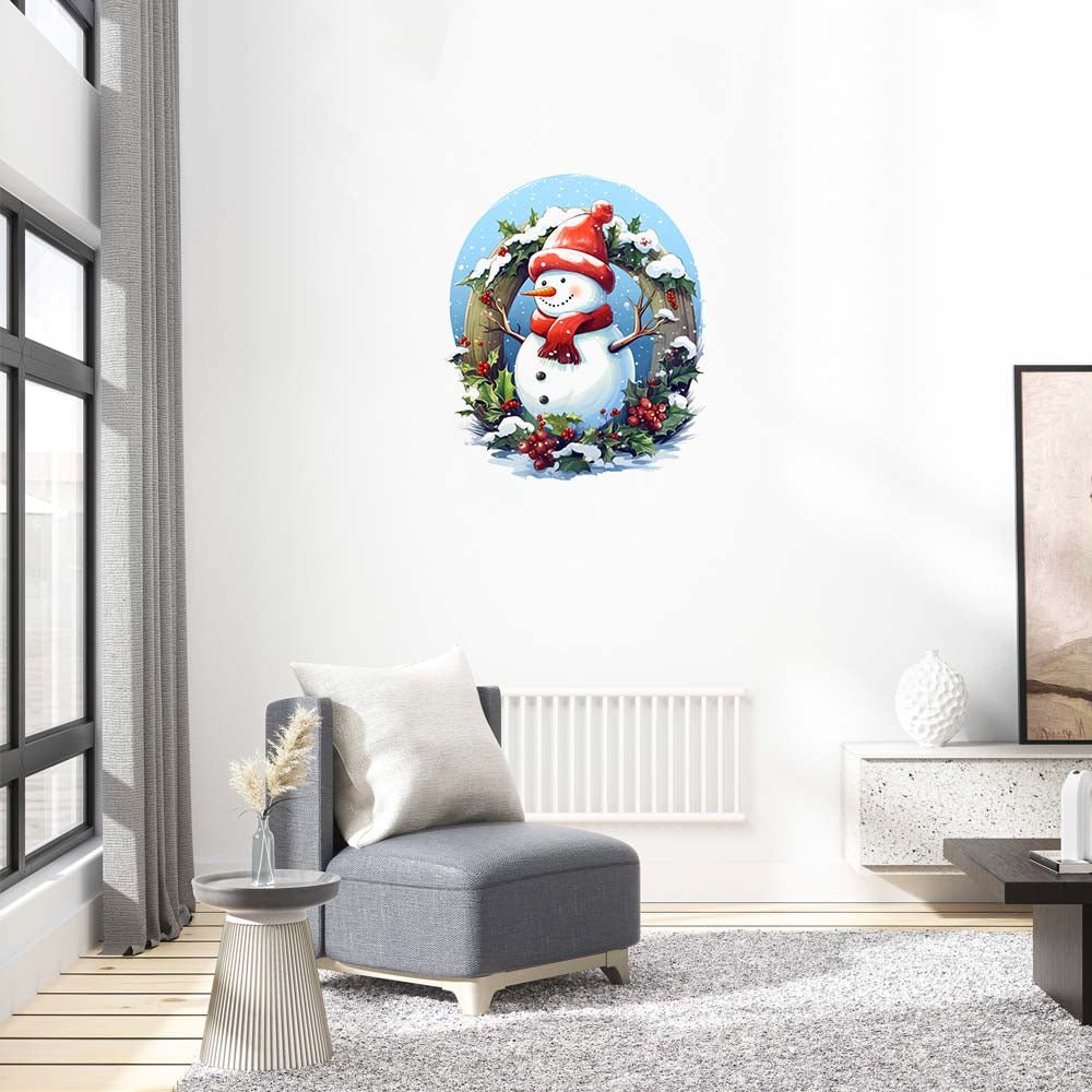 Red Scarf Christmas Snowman Wooden Original Jigsaw Puzzle - Unipuzzles