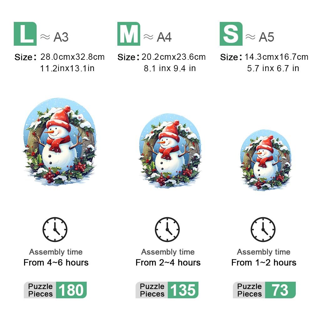 Red Scarf Christmas Snowman Wooden Original Jigsaw Puzzle - Unipuzzles