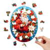 Round Father Christmas Wooden Original Jigsaw Puzzle - Unipuzzles