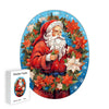 Round Father Christmas Wooden Original Jigsaw Puzzle - Unipuzzles