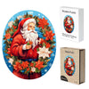 Round Father Christmas Wooden Original Jigsaw Puzzle - Unipuzzles