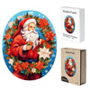 Load image into Gallery viewer, Round Father Christmas Wooden Original Jigsaw Puzzle - Unipuzzles