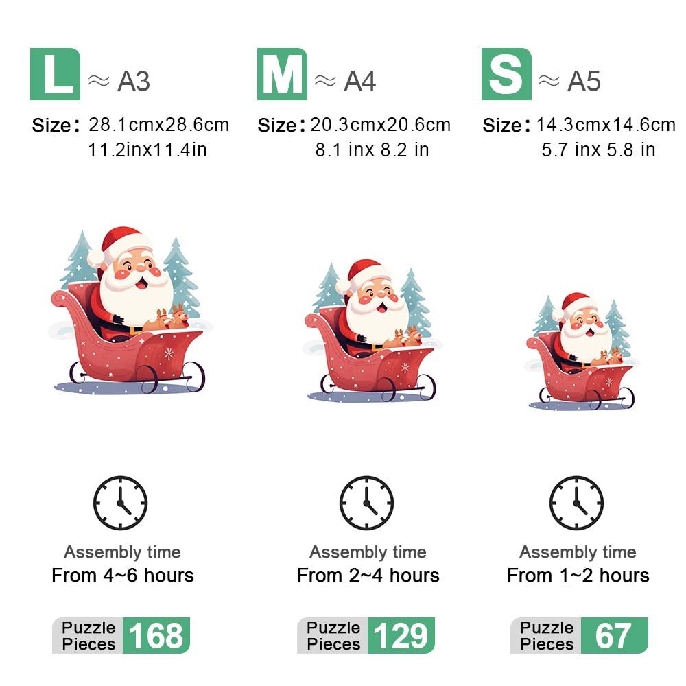 Round Father Christmas Wooden Original Puzzle - Unipuzzles
