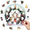 Laden Sie das Bild in den Galerie-Viewer, Round glass balls decorated with wooden puzzles for Christmas - Unipuzzles