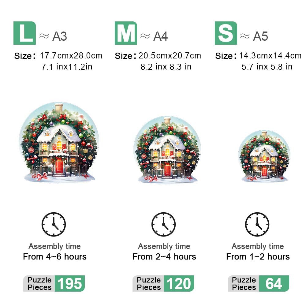 Round glass balls decorated with wooden puzzles for Christmas - Unipuzzles