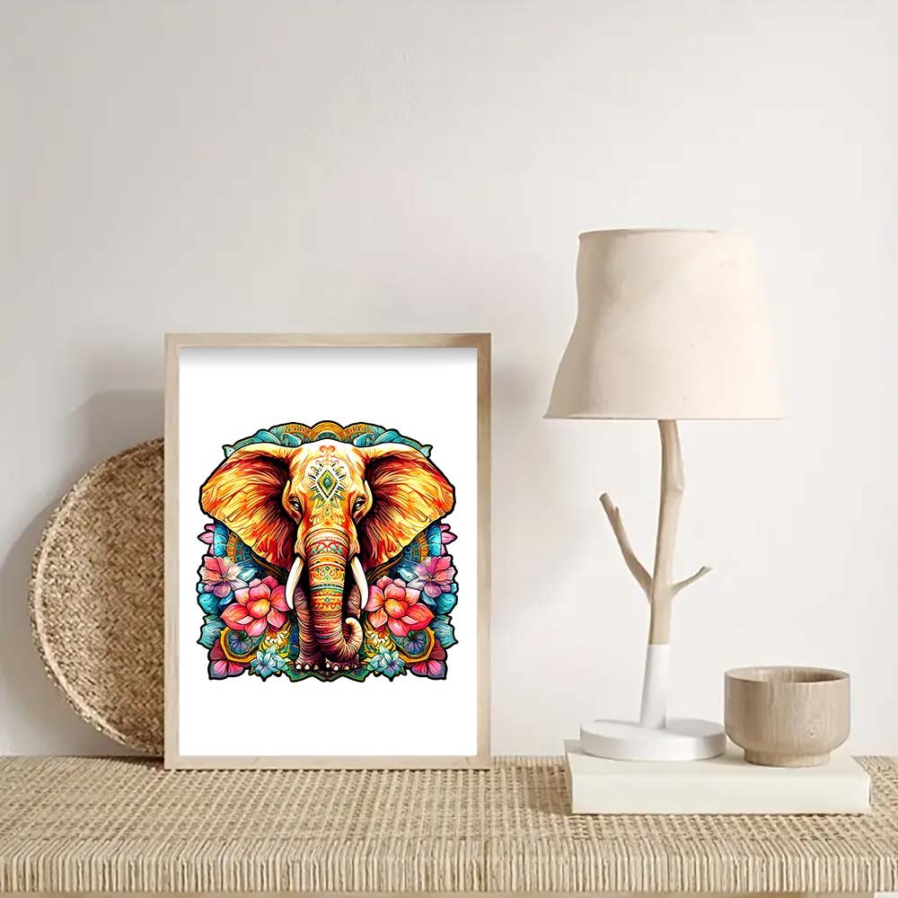 Sacred pattern elephant original wooden puzzle - Unipuzzles