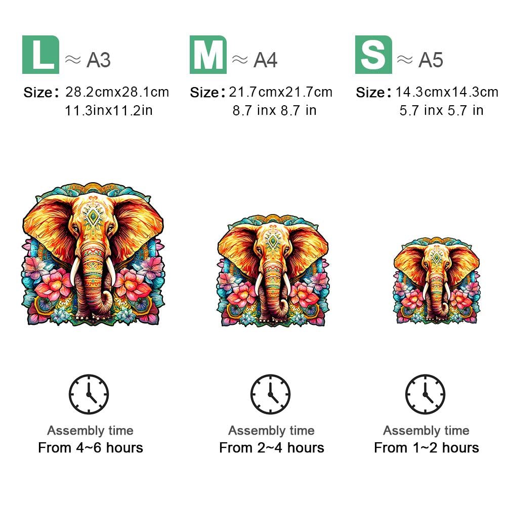 Sacred pattern elephant original wooden puzzle - Unipuzzles