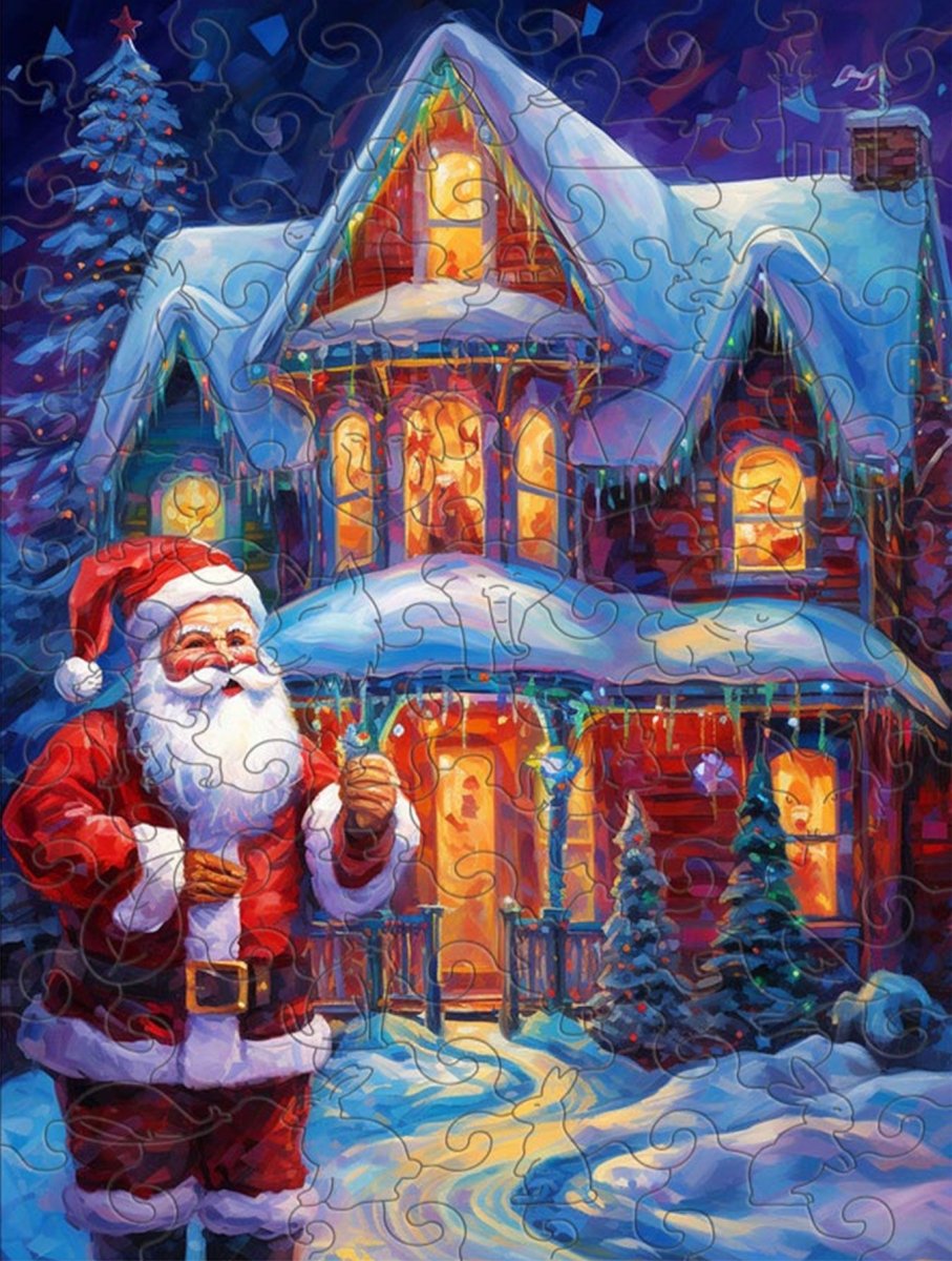 Santa Before Christmas Eve Wooden Original Jigsaw Puzzle - Unipuzzles