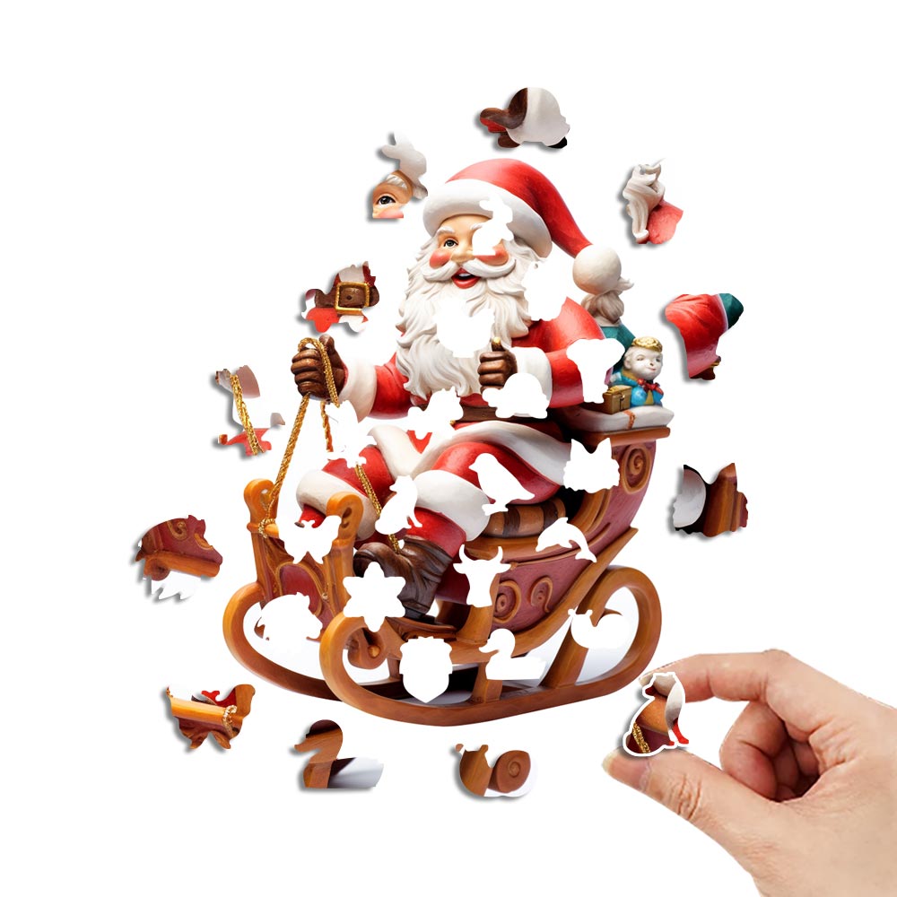 Santa Claus sleigh Wooden Jigsaw Puzzle - Unipuzzles