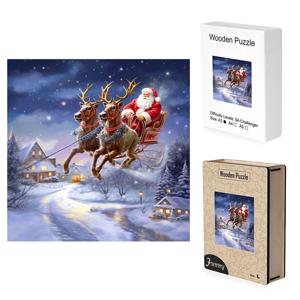 Santa sleigh Wooden Jigsaw Puzzle - Unipuzzles