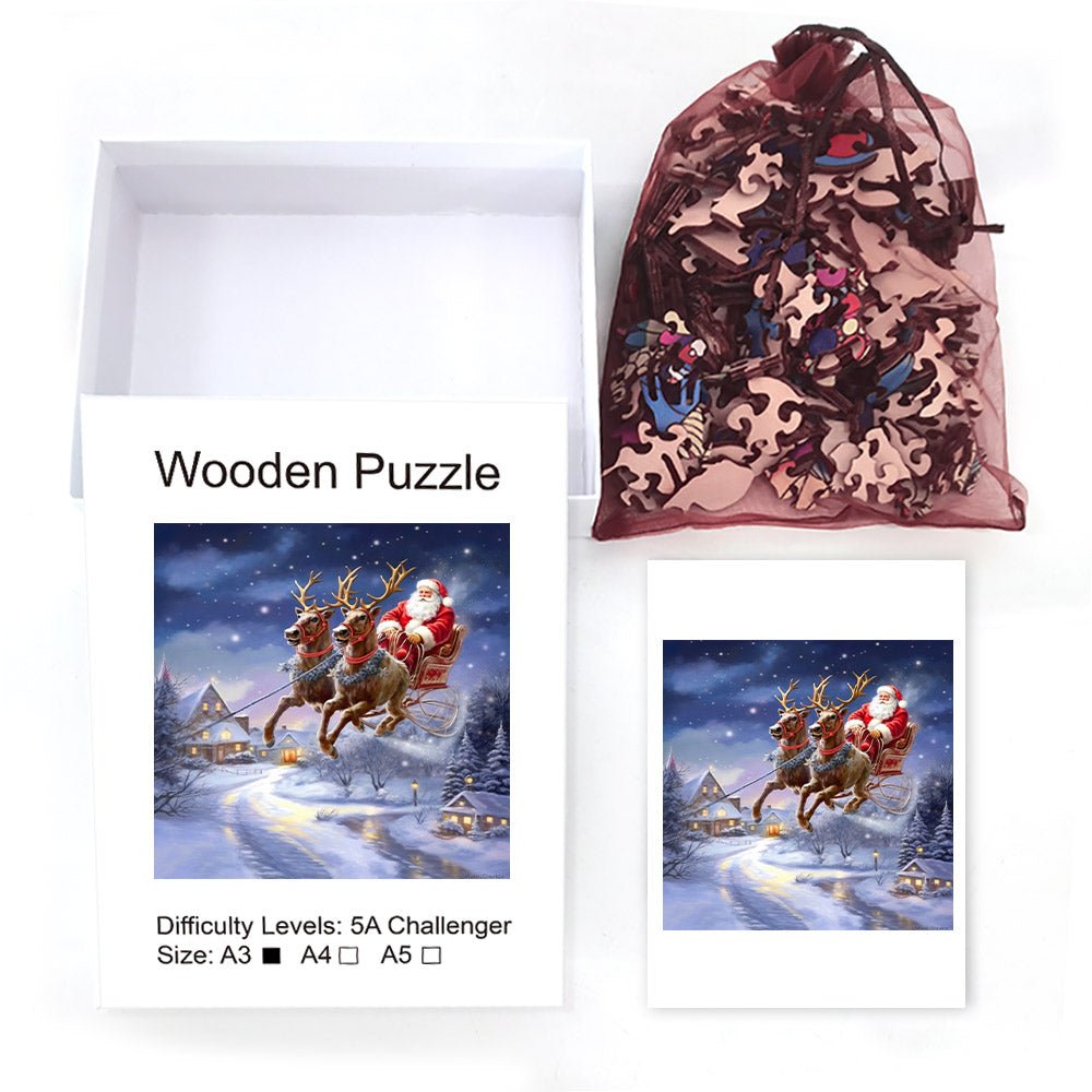 Santa sleigh Wooden Jigsaw Puzzle - Unipuzzles