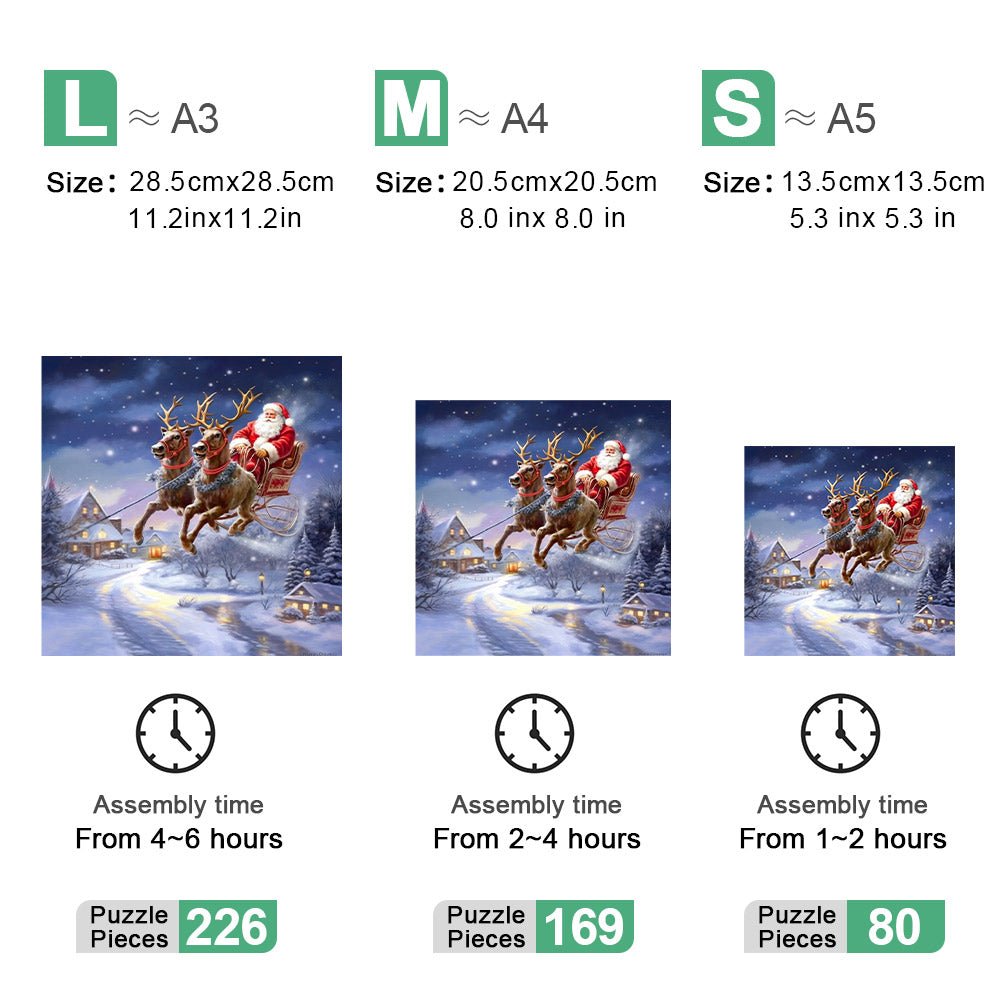 Santa sleigh Wooden Jigsaw Puzzle - Unipuzzles