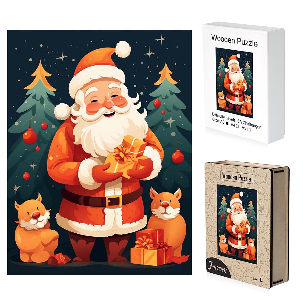 Santa's Starry Night Adventure Wooden Jigsaw Puzzles - Unipuzzles