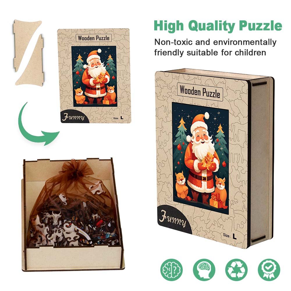 Santa's Starry Night Adventure Wooden Jigsaw Puzzles - Unipuzzles